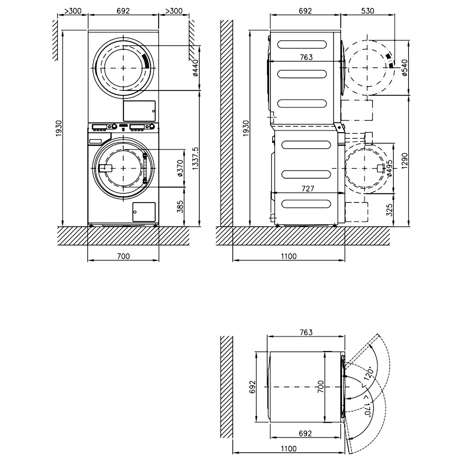 Схема сушильной машины. Стиральная и сушильная машина Miele габариты. Стиральная машина Miele чертеж. Miele стирально сушильная колонна габаритный чертеж. Размеры стиральной и сушильных машин Miele.